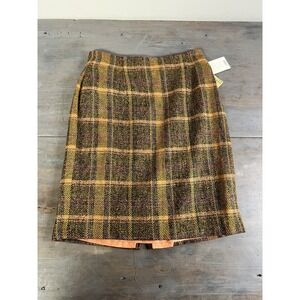 Vintage 80's Sake Skirt New With Tags Size 10 Plaid Rayon/Wool